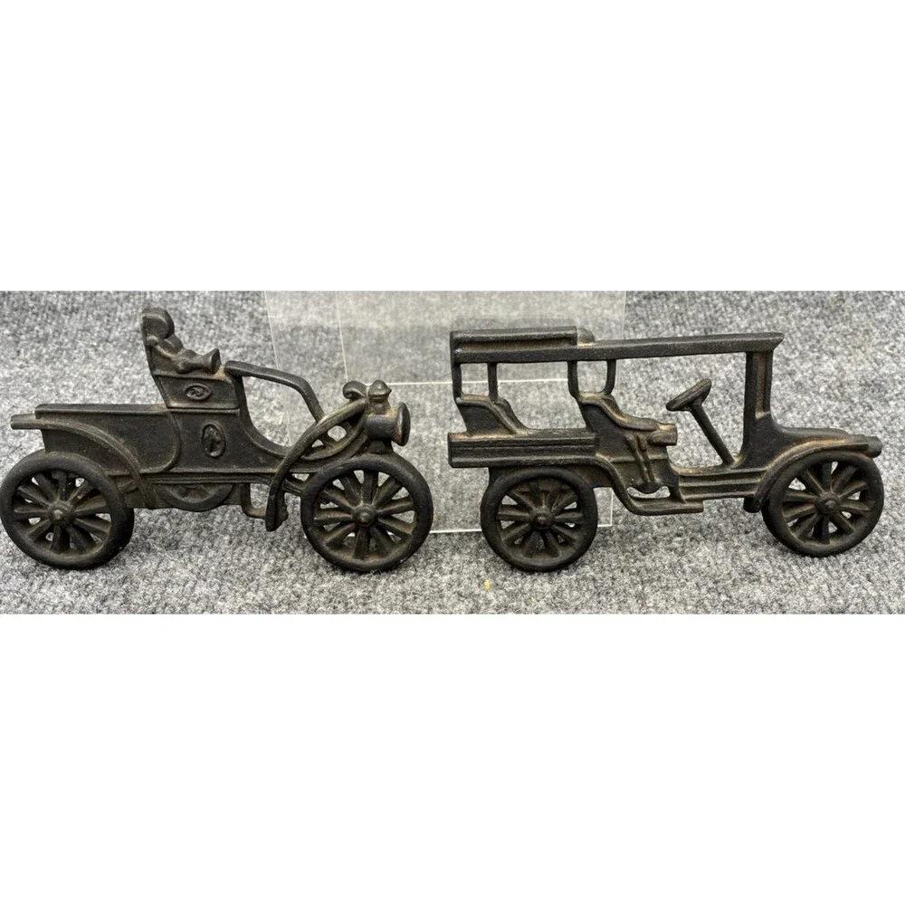 Black Cast Iron Wall Art Decor Vintage Car Automobile Metal Sculpture Lot of 4